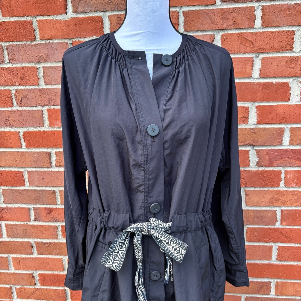 Zara Basic Black Long Sleeve Belted Button Down S… - image 2